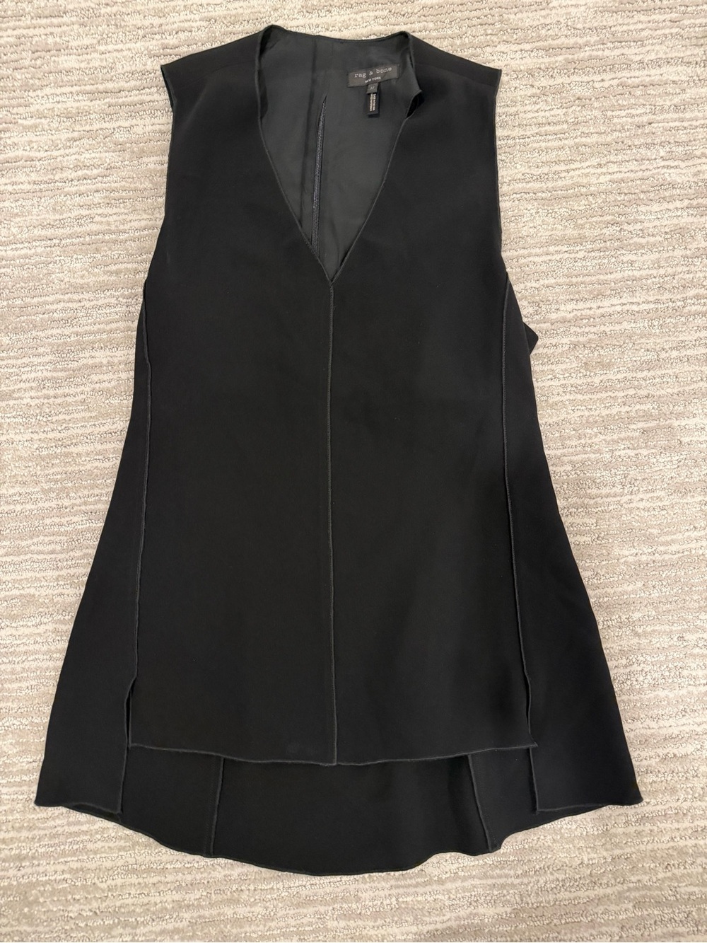 rag & bone Black Sleeveless Layered V-Neck Tunic